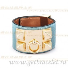 Imitation Hermes Collier de Chien Bracelet Blue With Gold QY01191