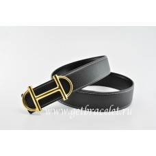Knockoff AAAAA Hermes Reversible Belt Black/Black Anchor Chain Togo Calfskin With 18k Gold Buckle QY00187