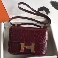 Knockoff Hermes Constance 24cm Bourgogne Porosus Crocodile QY01286