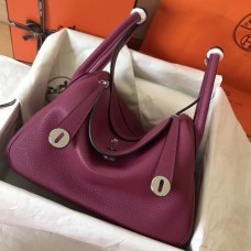 Knockoff Hermes Purple Lindy 30cm Clemence Handmade Bag QY02191