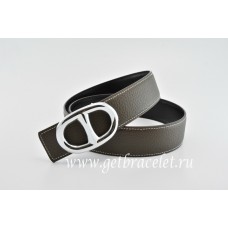 Knockoff Hermes Reversible Belt Brown/Black Anchor Chain Togo Calfskin With 18k Silver Buckle QY00291