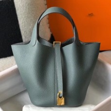 Knockoff Hermes Vert Amande Picotin Lock PM 18cm Handmade Bag QY01031