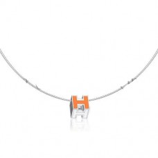 Replica Hermes Cage d’H Necklace Orange in Lacquer With Gold QY00391