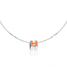 Replica Hermes Cage d’H Necklace Orange in Lacquer With Gold QY00391