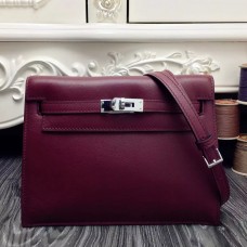 Replica Hermes Kelly Danse Bag In Bordeaux Swift Leather QY02244