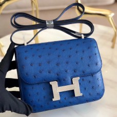 Replica Hermes Mini Constance 18cm Blue Electric Ostrich Leather QY00899