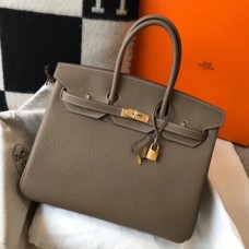 Replica Hermes Taupe Clemence Birkin 35cm Handbag QY01746