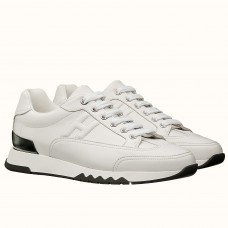 Replica Hermes Trail Sneaker In White Calfskin Leather QY01656