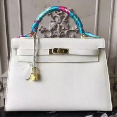 Replica Hermes White Epsom Kelly 32cm Sellier Bag QY01979