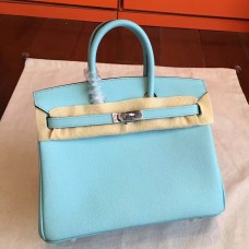 Replica Luxury Hermes Blue Atoll Epsom Birkin 25cm Handmade Bag QY00173