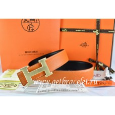 Replica Luxury Hermes Reversible Belt Orange/Black Togo Calfskin With 18k Drawbench Gold H Buckle QY01803